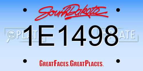 1E1498 South Dakota License Plate