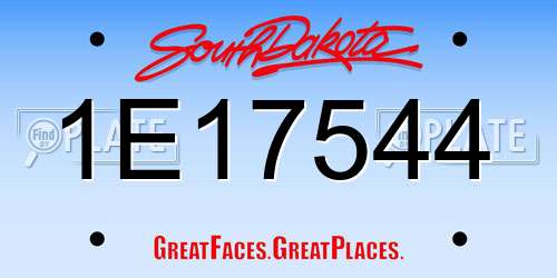 1E17544 South Dakota License Plate