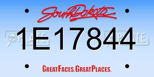 1E17844 South Dakota License Plate