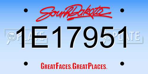 1E17951 South Dakota License Plate