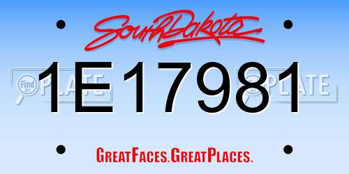 1E17981 South Dakota License Plate
