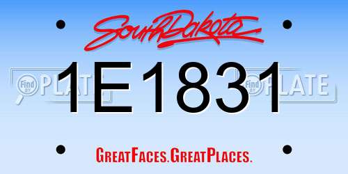 1E1831 South Dakota License Plate