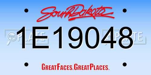 1E19048 South Dakota License Plate