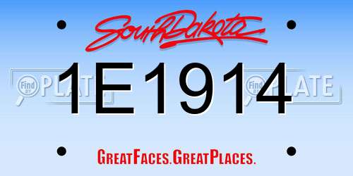 1E1914 South Dakota License Plate
