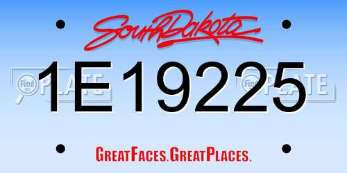 1E19225 South Dakota License Plate