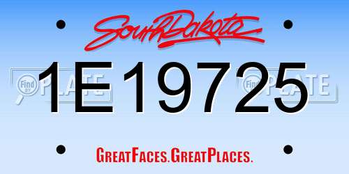 1E19725 South Dakota License Plate