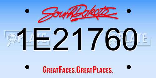1E21760 South Dakota License Plate