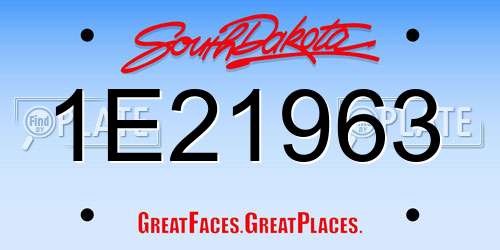 1E21963 South Dakota License Plate