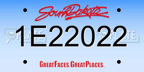 1E22022 South Dakota License Plate