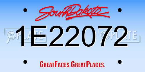 1E22072 South Dakota License Plate