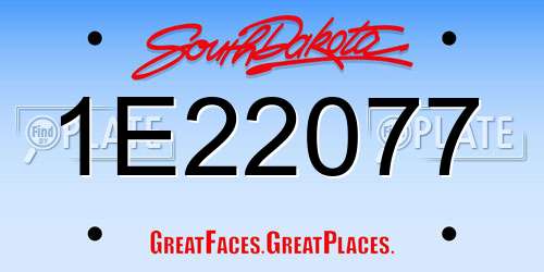 1E22077 South Dakota License Plate