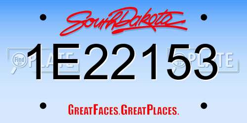 1E22153 South Dakota License Plate