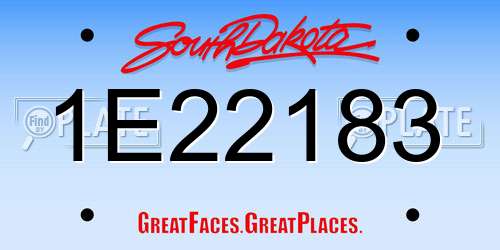 1E22183 South Dakota License Plate