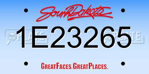 1E23265 South Dakota License Plate