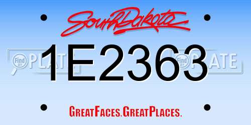 1E2363 South Dakota License Plate