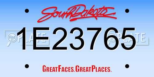 1E23765 South Dakota License Plate