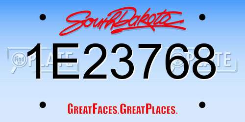 1E23768 South Dakota License Plate