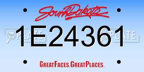 1E24361 South Dakota License Plate