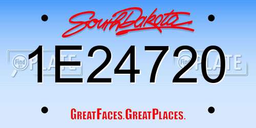 1E24720 South Dakota License Plate