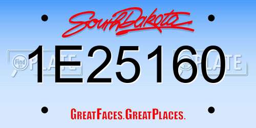 1E25160 South Dakota License Plate