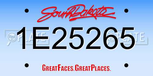 1E25265 South Dakota License Plate