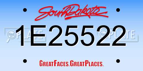 1E25522 South Dakota License Plate