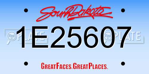 1E25607 South Dakota License Plate