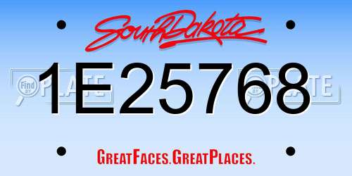 1E25768 South Dakota License Plate