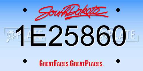 1E25860 South Dakota License Plate