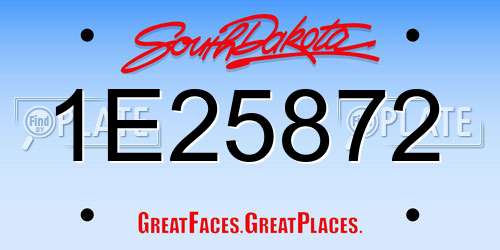 1E25872 South Dakota License Plate
