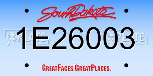 1E26003 South Dakota License Plate