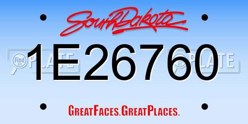 1E26760 South Dakota License Plate