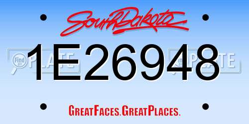 1E26948 South Dakota License Plate