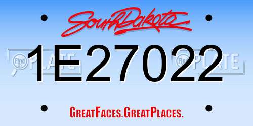 1E27022 South Dakota License Plate