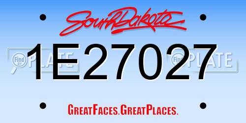 1E27027 South Dakota License Plate