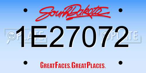 1E27072 South Dakota License Plate