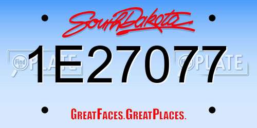 1E27077 South Dakota License Plate