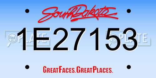 1E27153 South Dakota License Plate