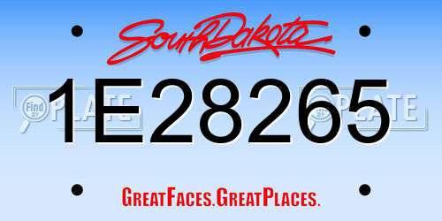 1E28265 South Dakota License Plate