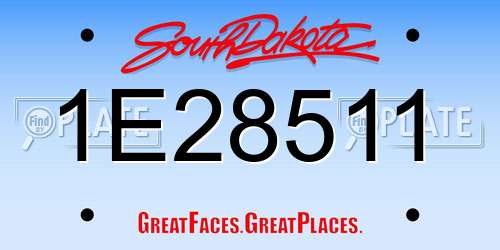 1E28511 South Dakota License Plate