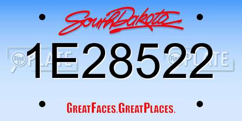 1E28522 South Dakota License Plate