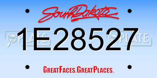1E28527 South Dakota License Plate