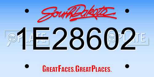 1E28602 South Dakota License Plate