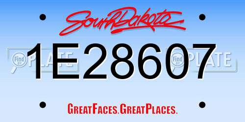 1E28607 South Dakota License Plate