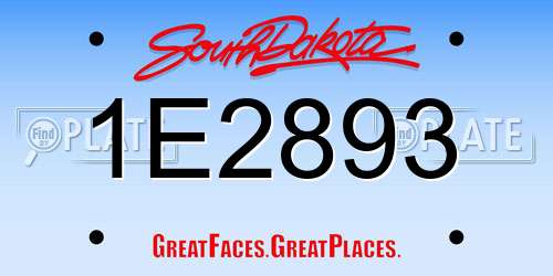 1E2893 South Dakota License Plate