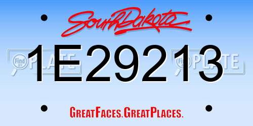 1E29213 South Dakota License Plate