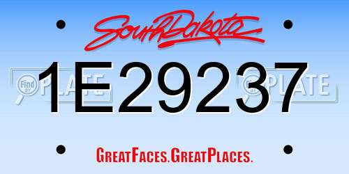1E29237 South Dakota License Plate