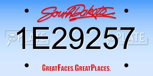 1E29257 South Dakota License Plate