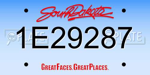 1E29287 South Dakota License Plate