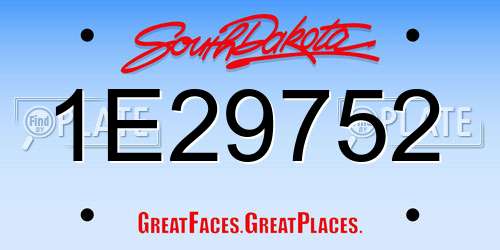 1E29752 South Dakota License Plate